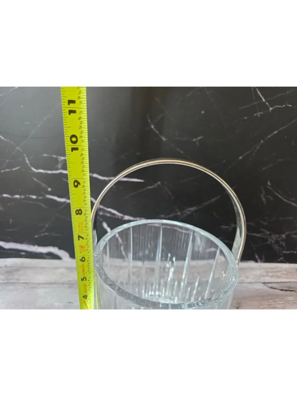 Mikasa Arctic Lights Crystal Clear Glass Ice Bucket Metal Handle